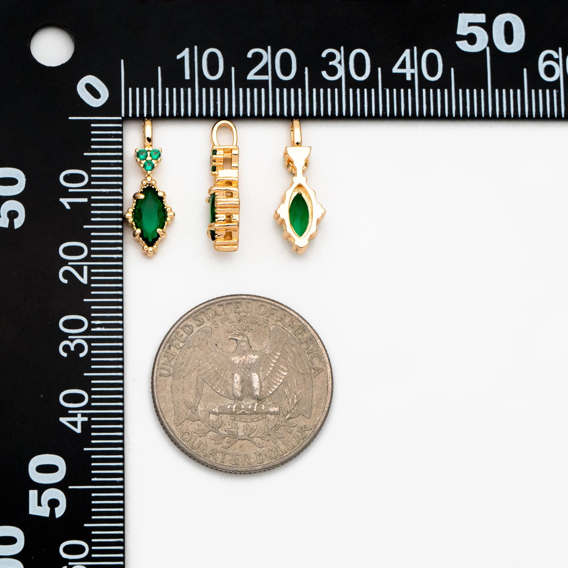 4pcs CZ Pave Marquise Charms, Gold plated Brass Horse Eye Charms (GB-3524)