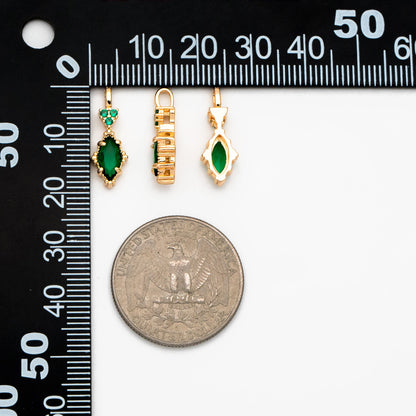 4pcs CZ Pave Marquise Charms, Gold plated Brass Horse Eye Charms (GB-3524)