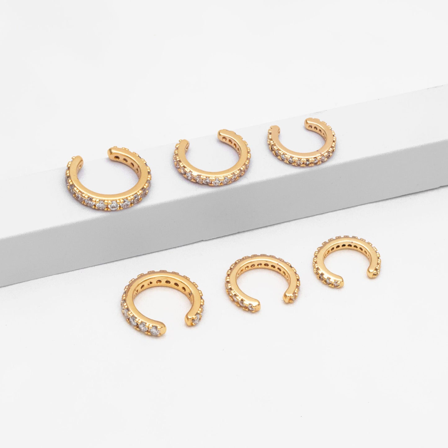 4pcs CZ Pave Ear Cuff 10/ 11/ 12mm, Minimalist Cartilage Earrings, Dainty Earcuff Earring (GB-3568)