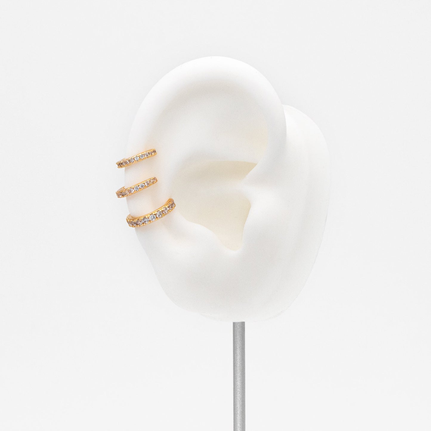 4pcs CZ Pave Ear Cuff 10/ 11/ 12mm, Minimalist Cartilage Earrings, Dainty Earcuff Earring (GB-3568)