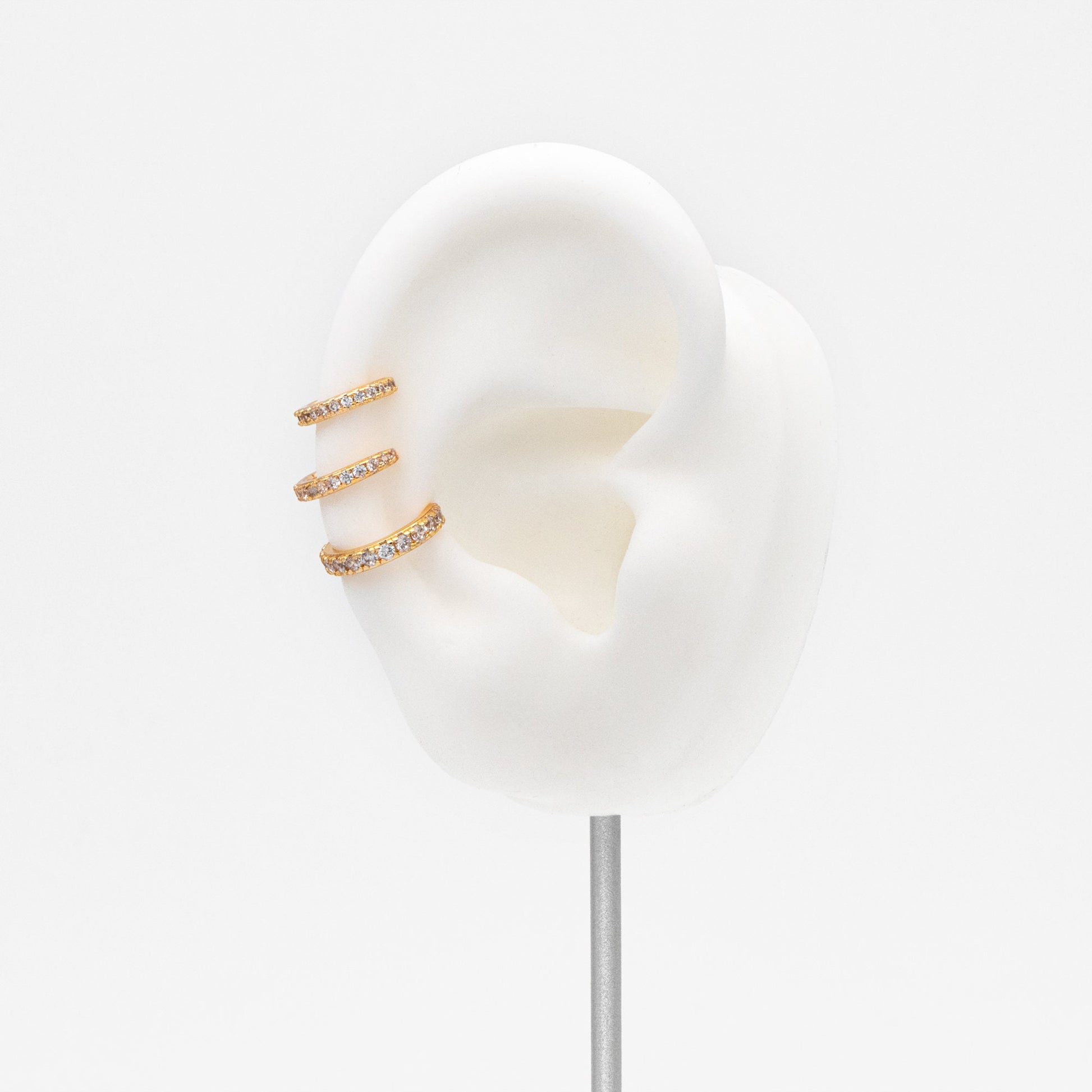 4pcs CZ Pave Ear Cuff 10/ 11/ 12mm, Minimalist Cartilage Earrings, Dainty Earcuff Earring (GB-3568)