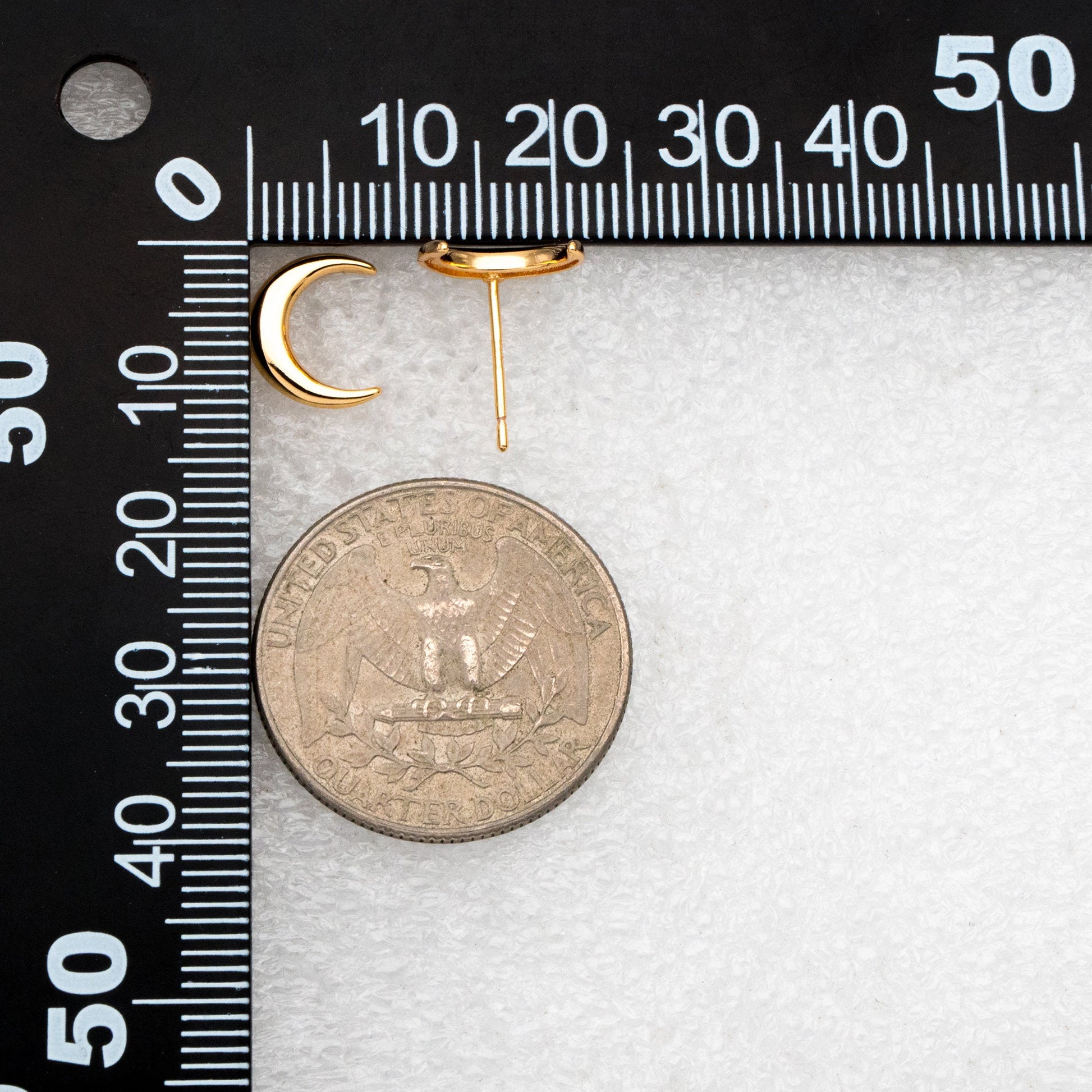 10pcs Gold/ Silver Moon Ear Posts 11x9mm, Real Gold/ Rhodium Plated Brass Minimalist Stud Earrings (#GB-3572)