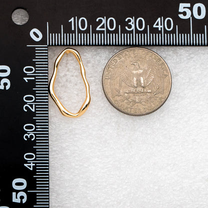 10pcs Gold/ Silver Irregular Oval Ear Posts, 18K Gold/ Rhodium plated Brass, Geometric Oval Hoop Stud Earrings (GB-3573)