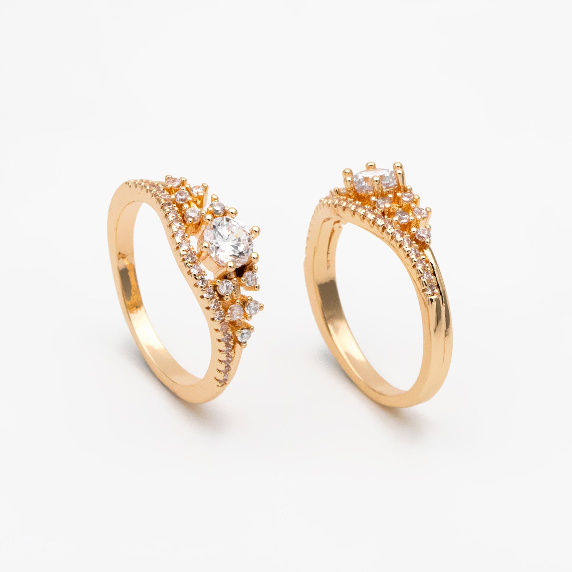 4pcs CZ Pave Gold Crown Rings, Princess Rings, Dainty Rings, Wedding Rings, Engagement Rings (GB-3575)