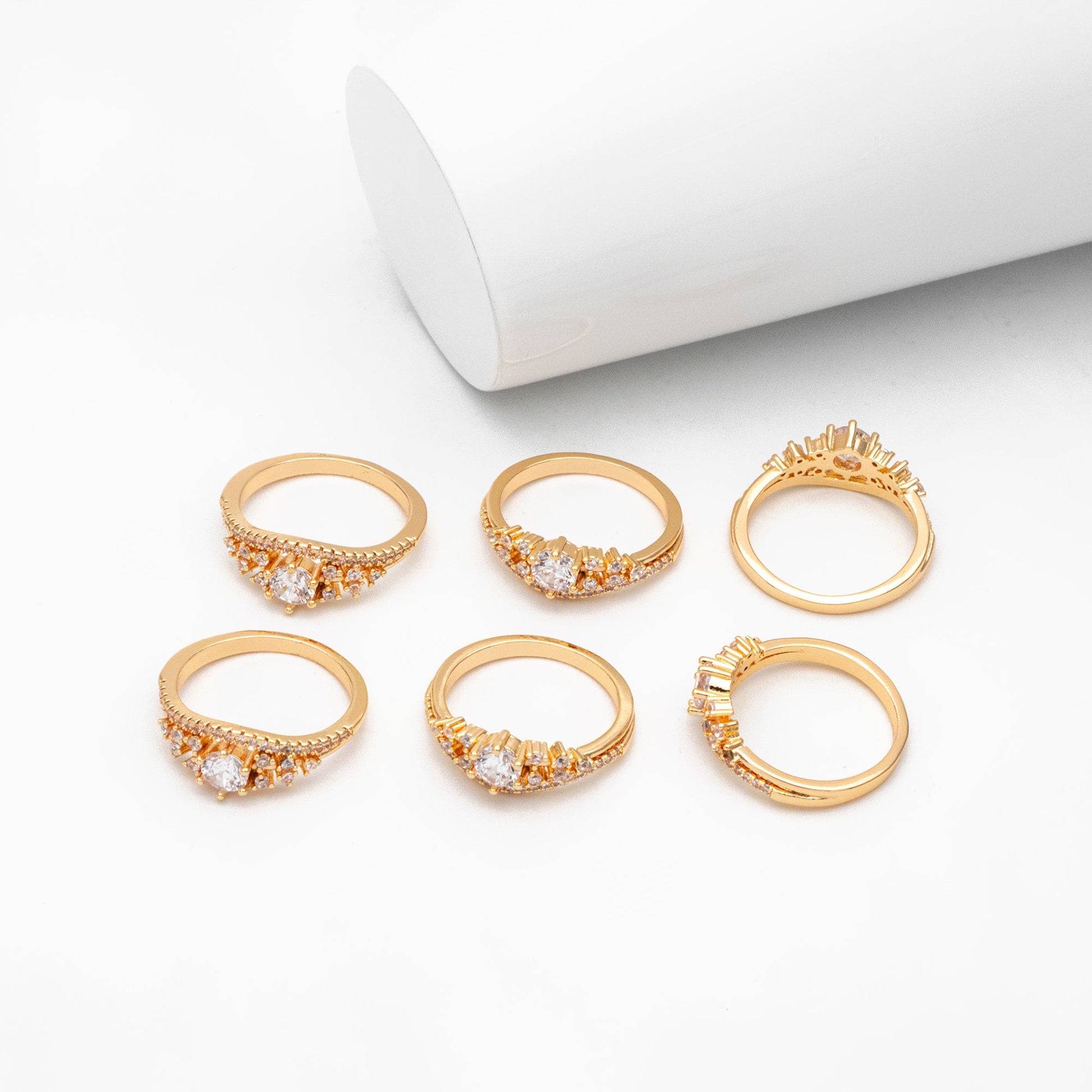 4pcs CZ Pave Gold Crown Rings, Princess Rings, Dainty Rings, Wedding Rings, Engagement Rings (GB-3575)