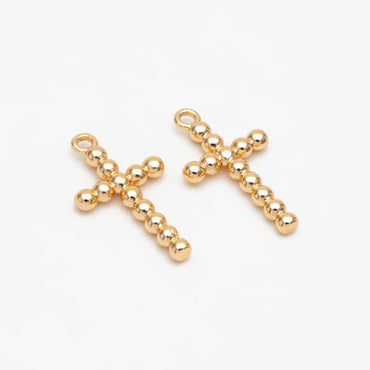4pcs Gold Cross Charm 20x11mm, Earring Findings, Jewelry Making, Diy Material, Jewelry Supplies (GB-2731-H)