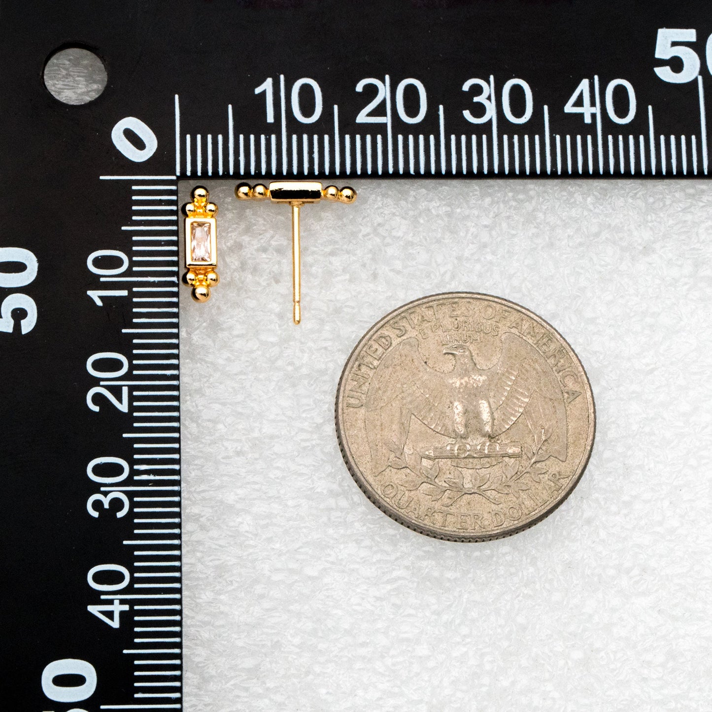 10pcs CZ Pave Rectangle Earring Studs, 18K Gold plated Brass Ear Posts, Geometric Earring Findings (#GB-3526)