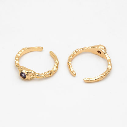 4pcs Purple CZ Ring, Hammered Ring, Stacking Ring, Statement Ring, Adjustable Ring (#GB-3527)