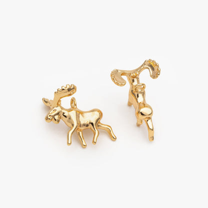 10pcs Gold Moose Charms, Elk Pendants, Jewelry Making, Diy Material, Jewelry Supplies (GB-2707-E)