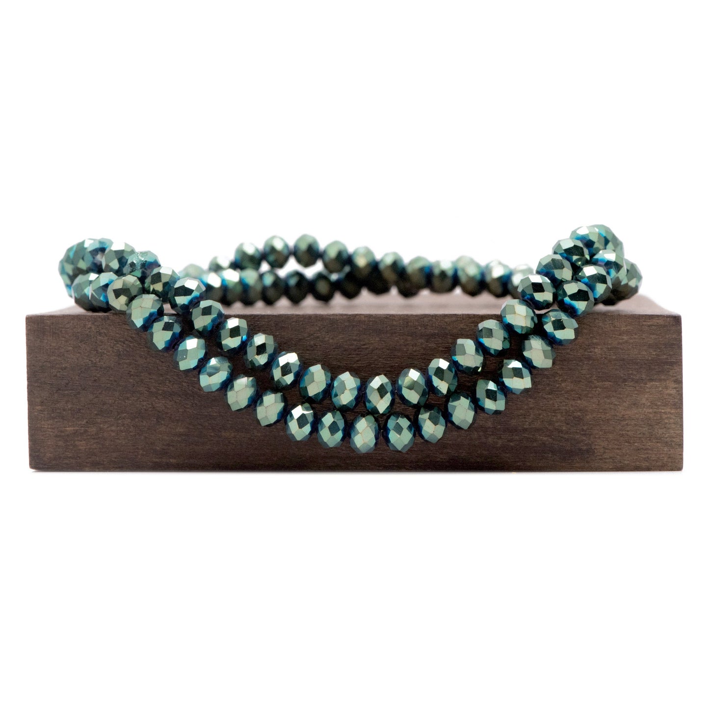 Crystal Rondelle Faceted Glass Beads 4x6mm Metallic Green- BZ06-88/ 95pcs