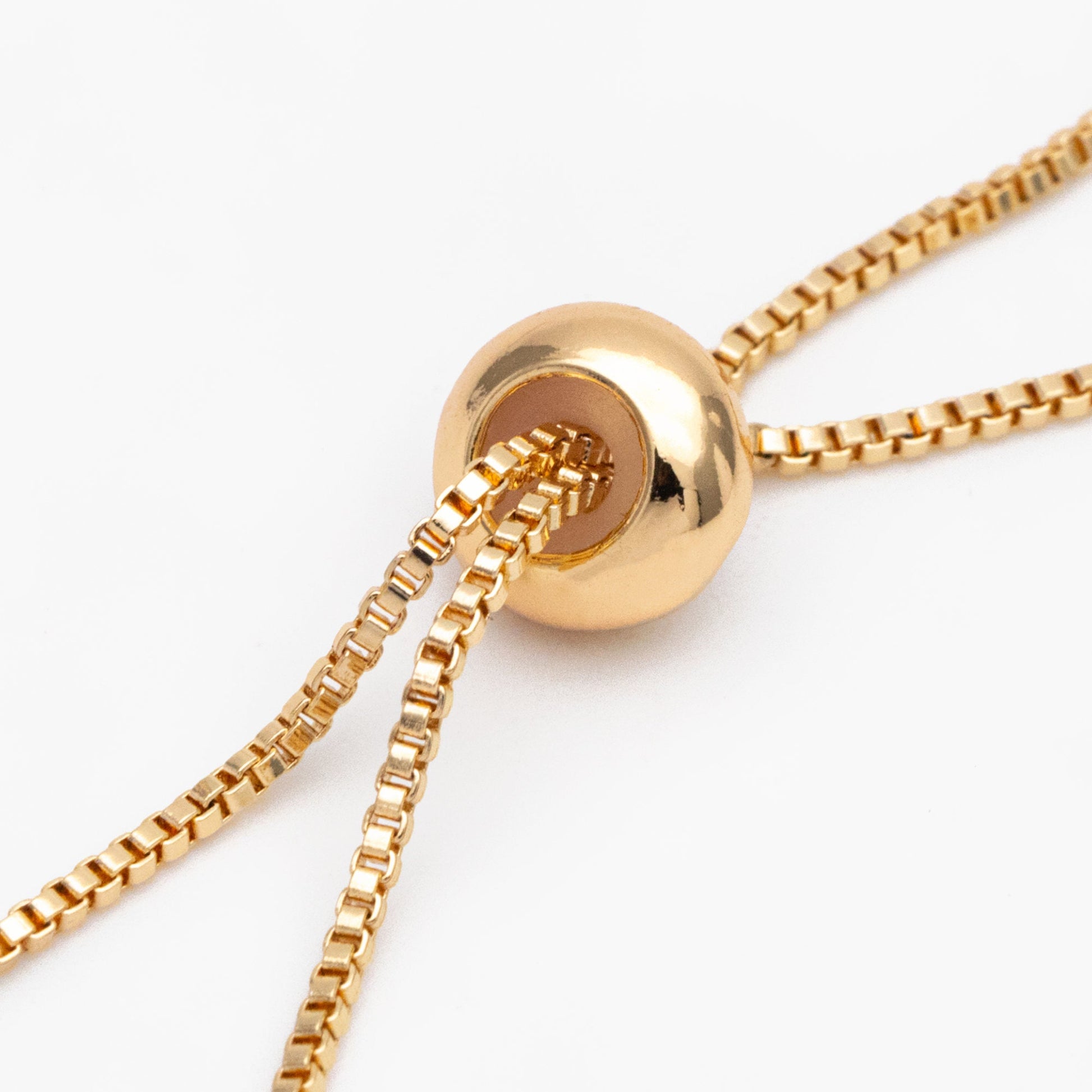 10pcs CZ Pave Gold/ Silver Sliding Adjustable Bracelet Making Chains, Half-finished Bracelet with Rubber Stopper Beads (GB-269-B)