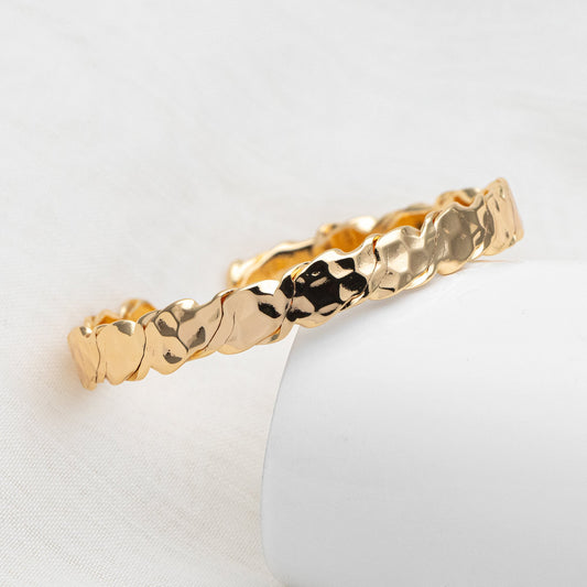 1pcs Gold Hammered Bangle Bracelet, Stackable Bracelets, Adjustable Bangle Bracelet (GB-3533)