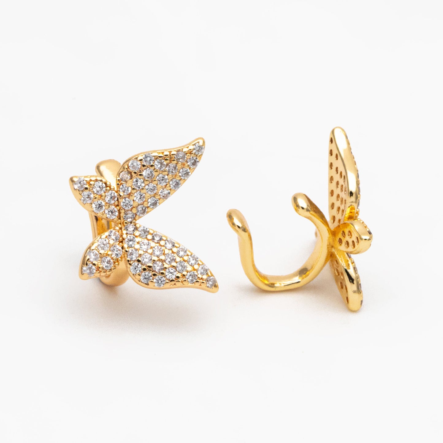 4pcs CZ Pave Butterfly Ear Cuff, Non Pierced Ear Cuff, Dainty Earcuff Earring, Not mirrored in pairs (GB-3535)