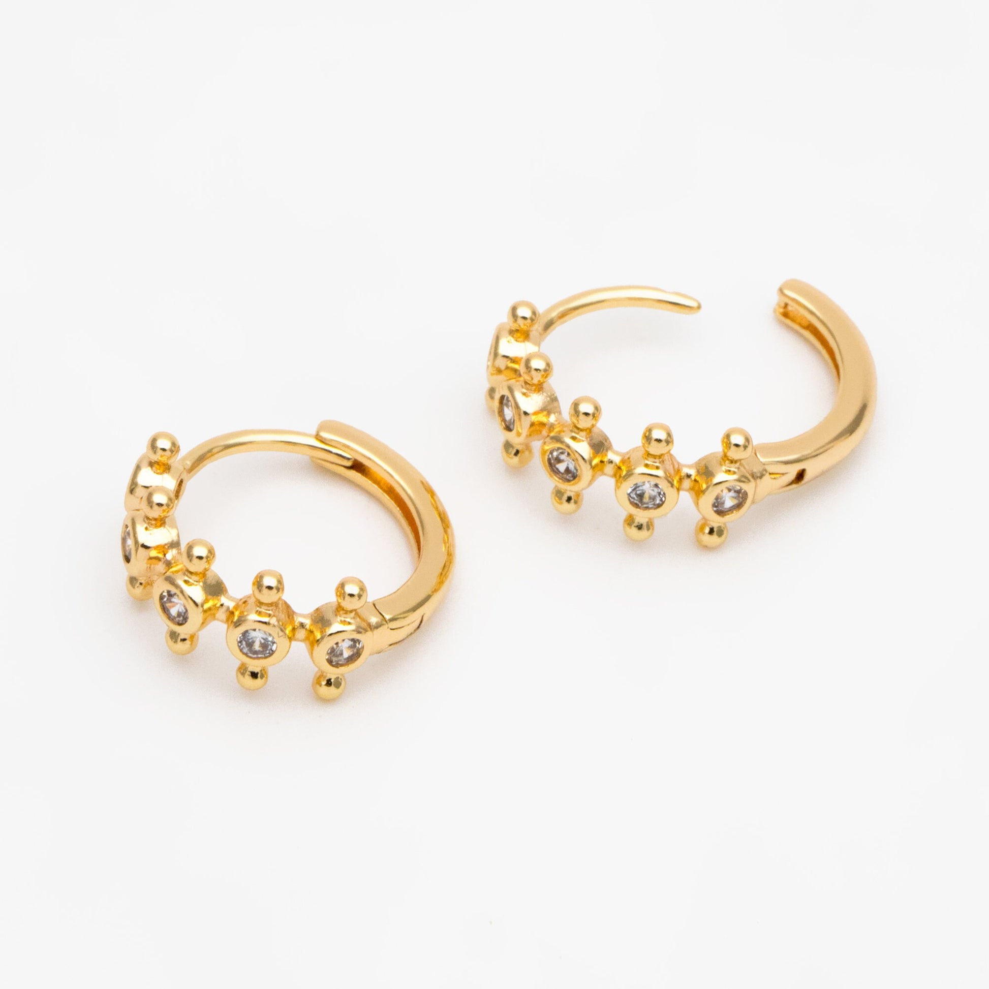 4pcs CZ Pave Hoop Earrings, Hoop Earrings, Dainty Huggie Earrings, Minimalist Earring, Small Gold Hoops Earring (GB-3894-C)