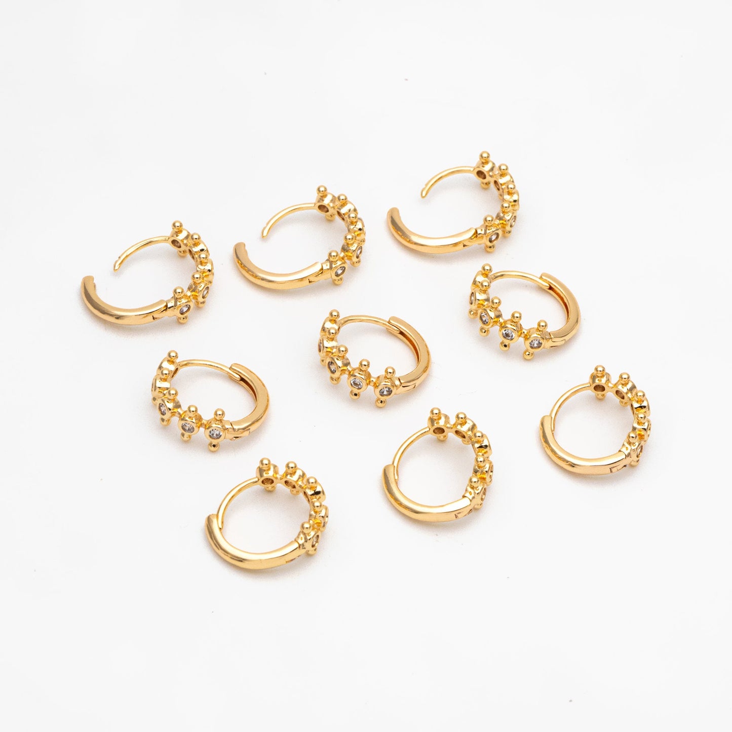 4pcs CZ Pave Hoop Earrings, Hoop Earrings, Dainty Huggie Earrings, Minimalist Earring, Small Gold Hoops Earring (GB-3894-C)