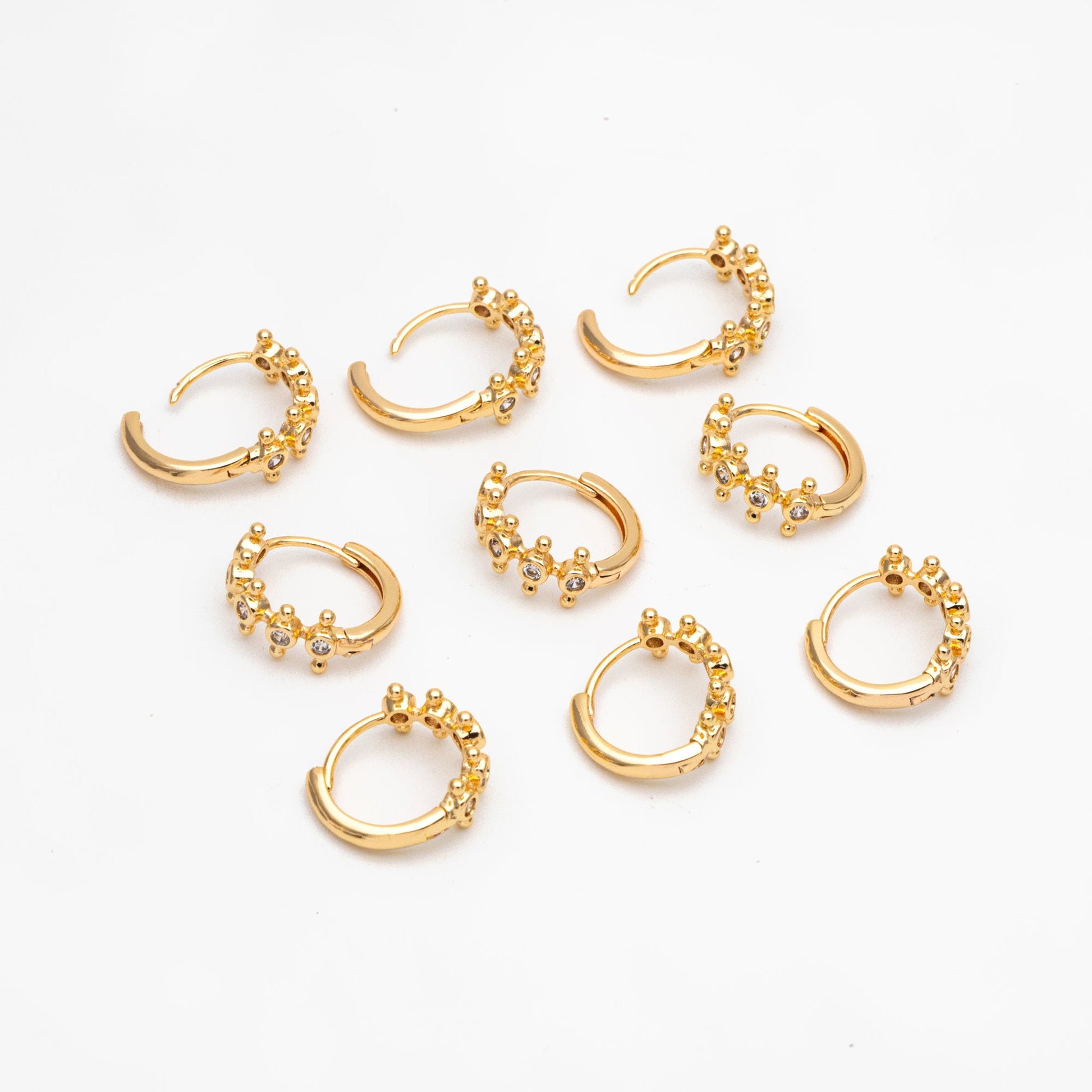 4pcs CZ Pave Hoop Earrings, Hoop Earrings, Dainty Huggie Earrings, Minimalist Earring, Small Gold Hoops Earring (GB-3894-C)