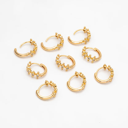 4pcs CZ Pave Hoop Earrings, Hoop Earrings, Dainty Huggie Earrings, Minimalist Earring, Small Gold Hoops Earring (GB-3894-C)