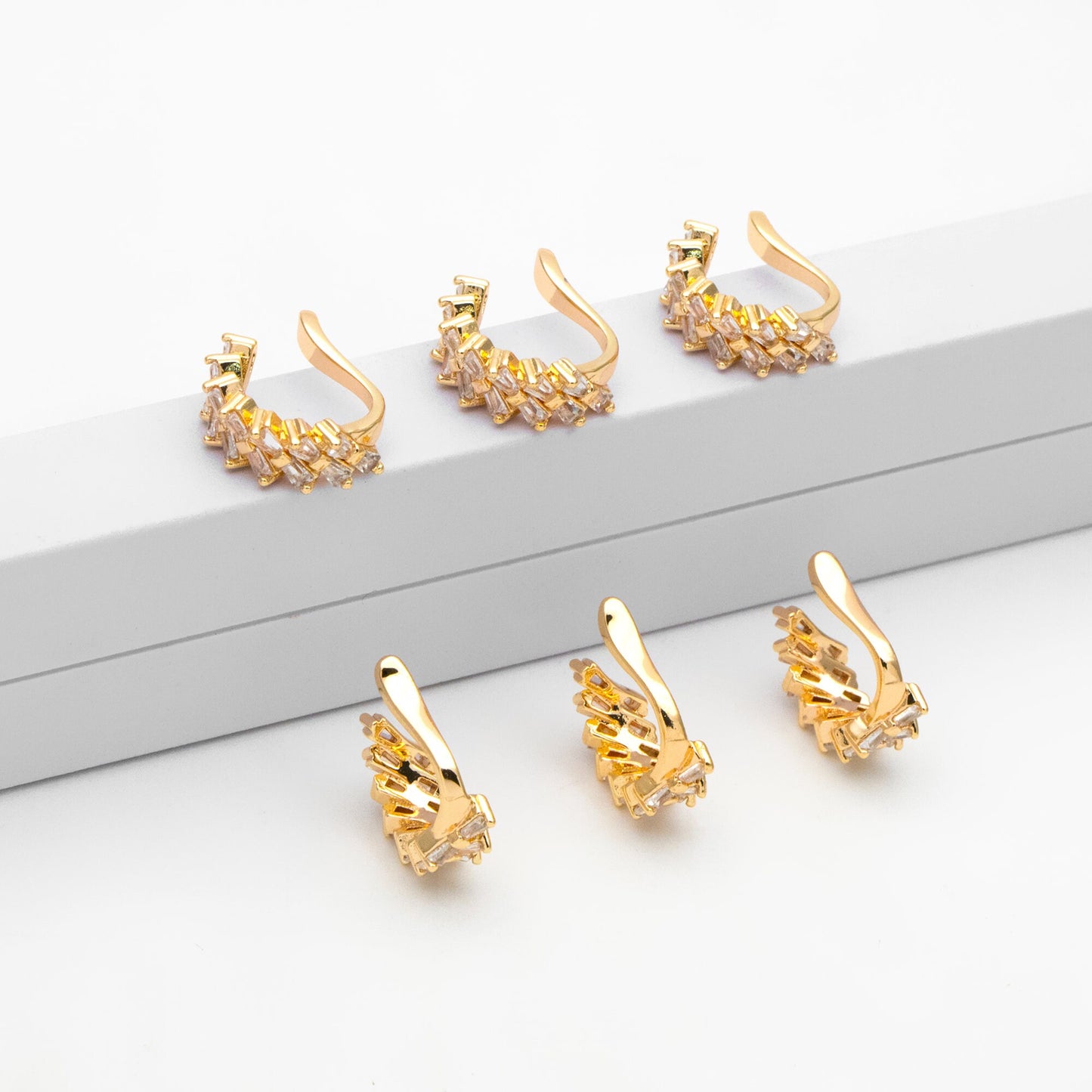 4pcs CZ Pave Bowknot Ear Cuff, Non Pierced Ear Cuff, Dainty Earcuff Earring (GB-3538)