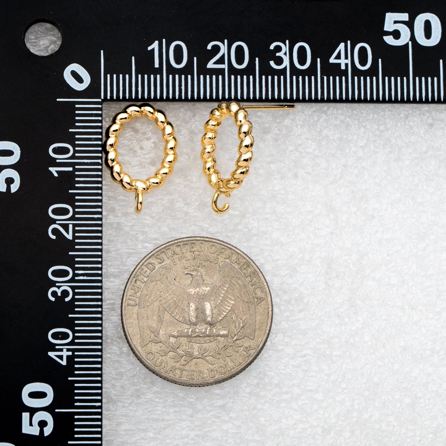 10pcs Gold Twist Oval Hoop Ear Posts, Oval Circle Stud Earrings, DIY Earring Findings (GB-3547)