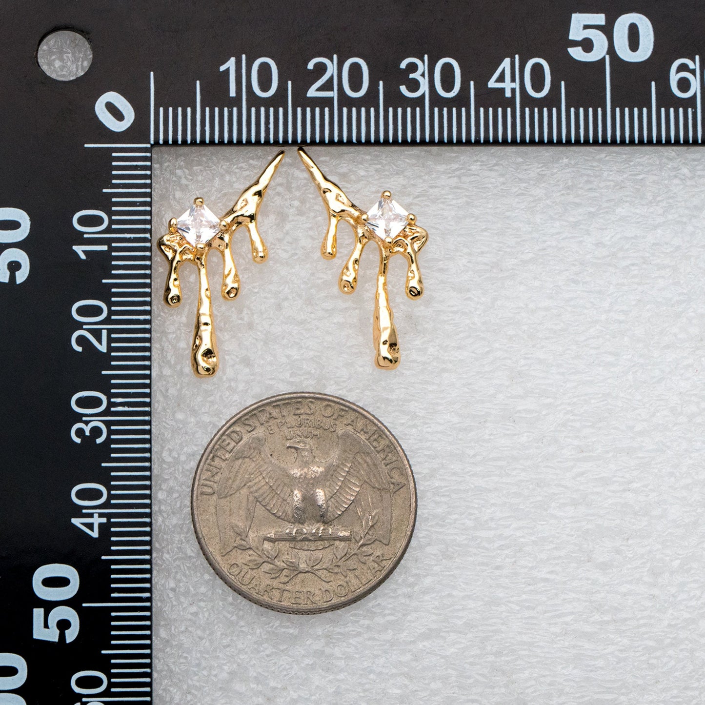 4pcs Gold/ Silver CZ Pave Dripping Earrings, Melting Earrings, Liquid Earring, Irregular Dripping, Unique Earrings (GB-3600)