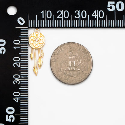 4pcs Gold Dreamcatcher Charms, Necklace Pendant Boho Charm for Jewelry Making Bohemian Inspired, Dangle Earring Component (GB-4639-B)