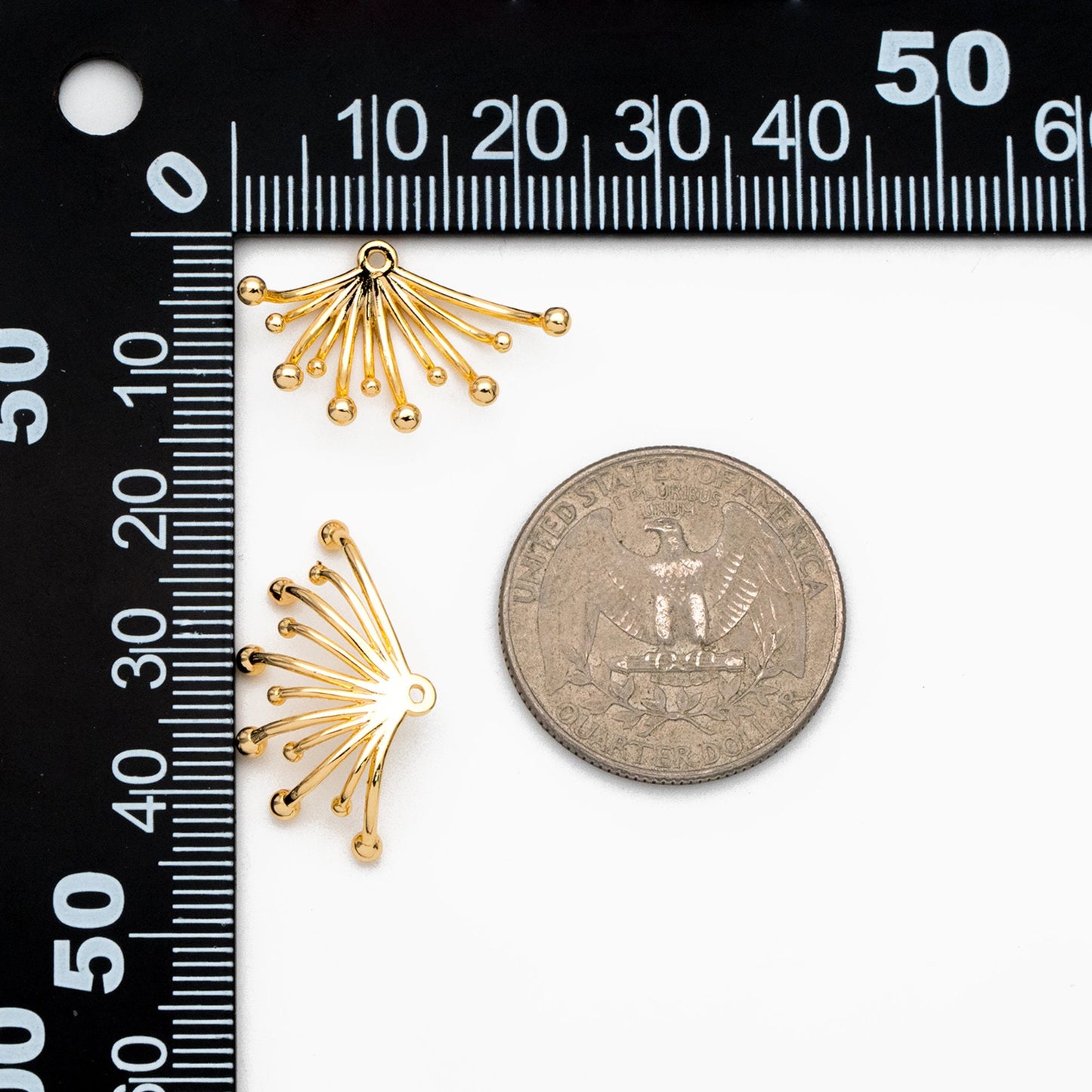 10pcs Gold Flower Charms 14x24mm, Real Gold plated Brass, Earring Charms, Earring Components (GB-3607)