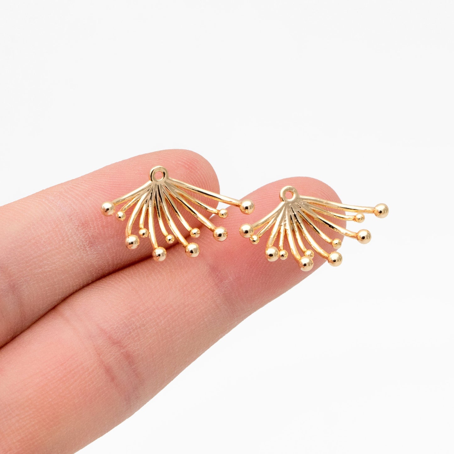 10pcs Gold Flower Charms 14x24mm, Real Gold plated Brass, Earring Charms, Earring Components (GB-3607)