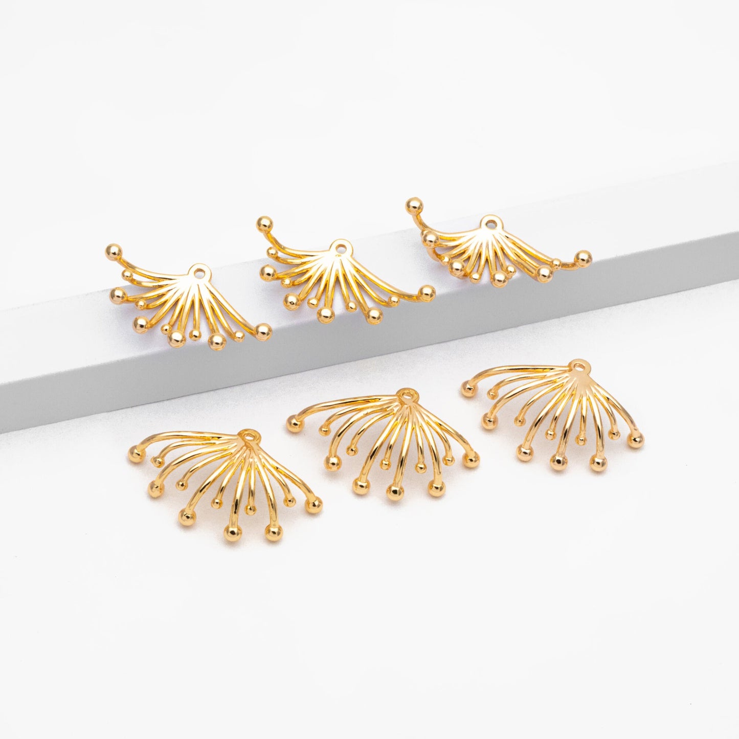 10pcs Gold Flower Charms 14x24mm, Real Gold plated Brass, Earring Charms, Earring Components (GB-3607)