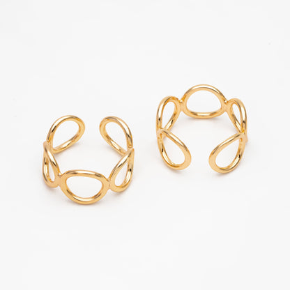 4pcs Gold/ Silver Chain Ring, Statement Ring, Chunky Ring, Dainty Rings, Adjustable Ring, Minimalist Ring (#GB-3615)