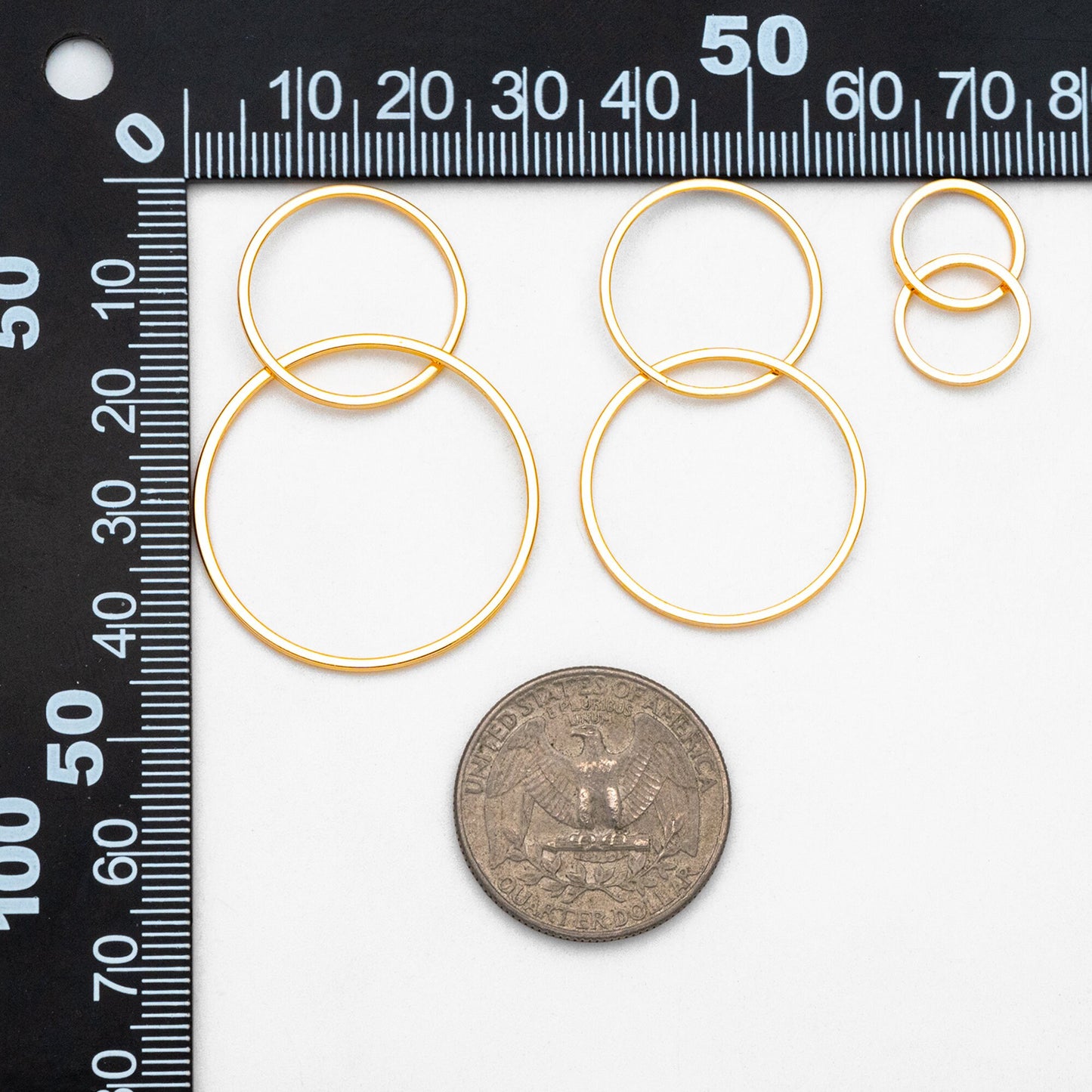 10pcs Gold Linked Circles, two ring Pendant, Interlocking rings, two linked circles, Entwined Circle 20mm and 25/30mm (GB-1300)