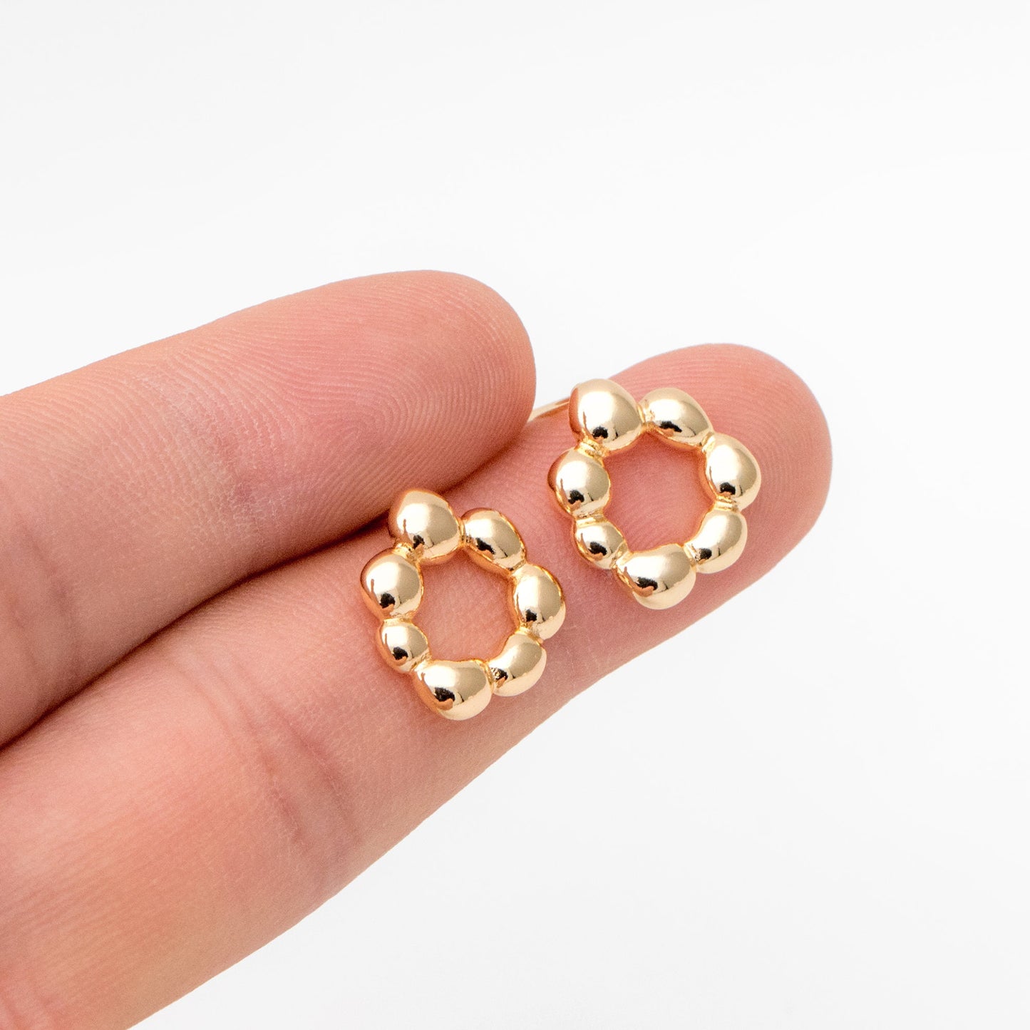 10pcs Gold Irregularity Circle Earrings, Minimalist Stud Earrings, Jewelry Supplies (GB-3548)