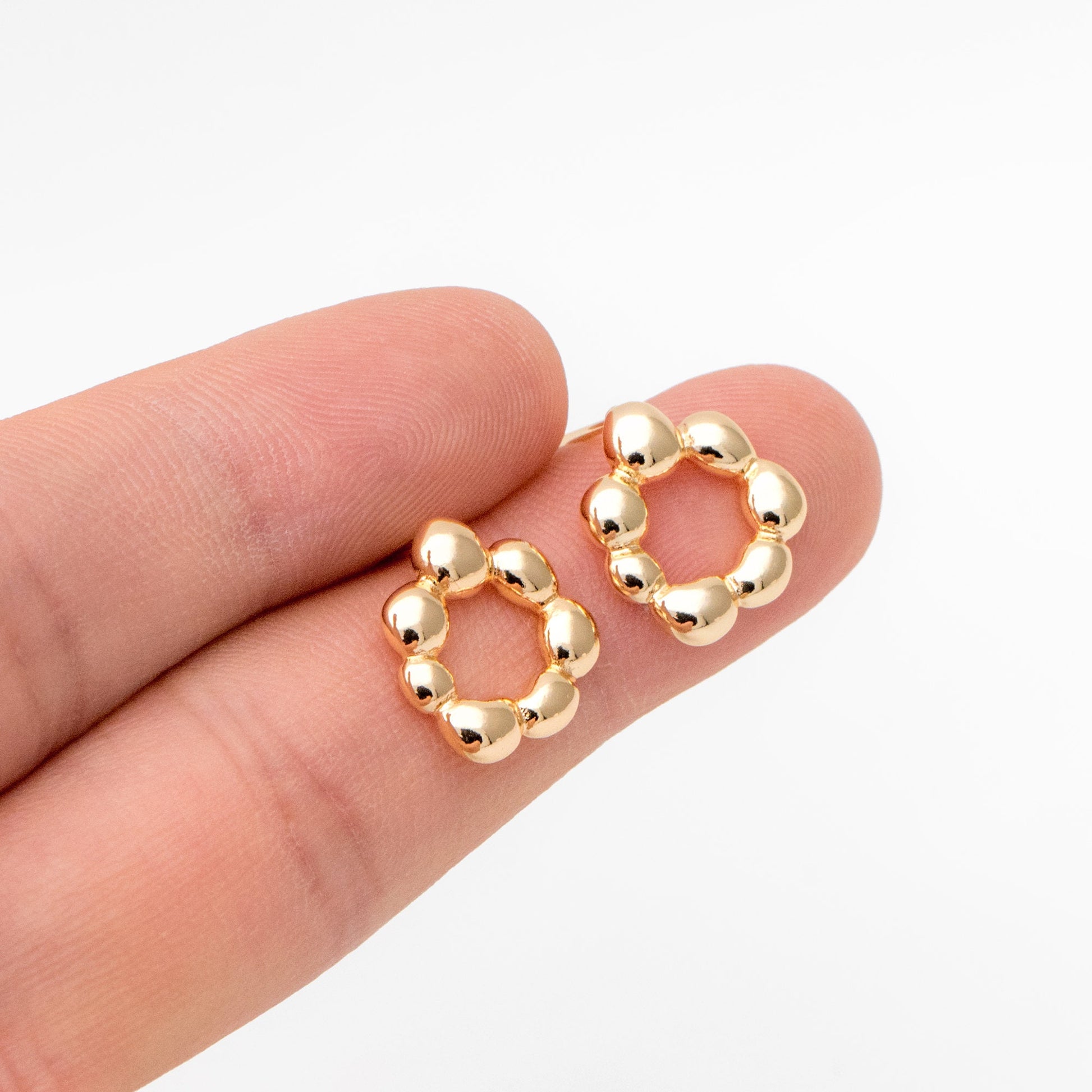 10pcs Gold Irregularity Circle Earrings, Minimalist Stud Earrings, Jewelry Supplies (GB-3548)