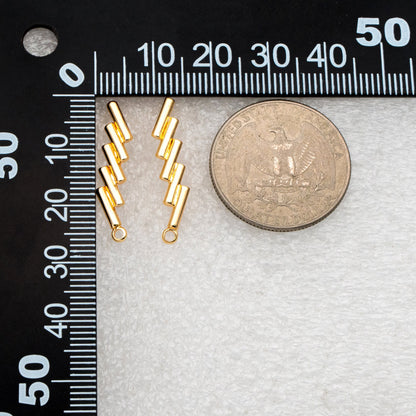 10pcs Gold Bar Ear Posts, Gold plated Brass Earring Findings, Stud Earring Components (GB-3549)