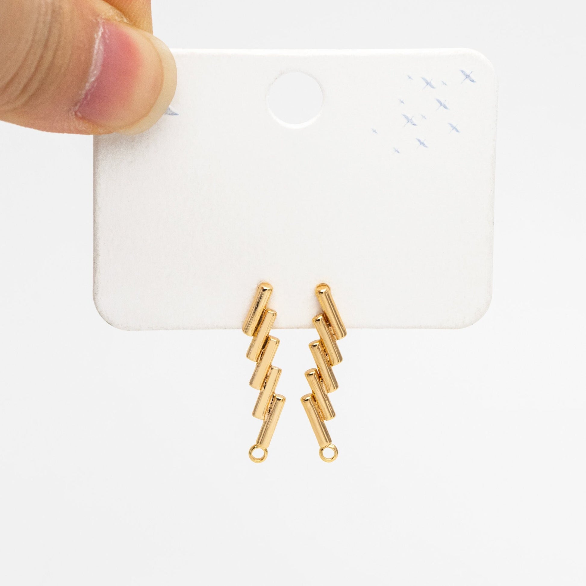 10pcs Gold Bar Ear Posts, Gold plated Brass Earring Findings, Stud Earring Components (GB-3549)