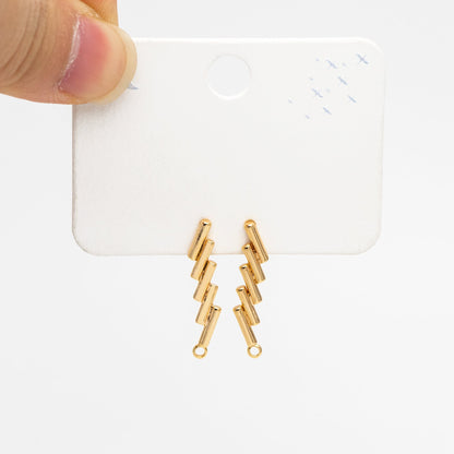 10pcs Gold Bar Ear Posts, Gold plated Brass Earring Findings, Stud Earring Components (GB-3549)