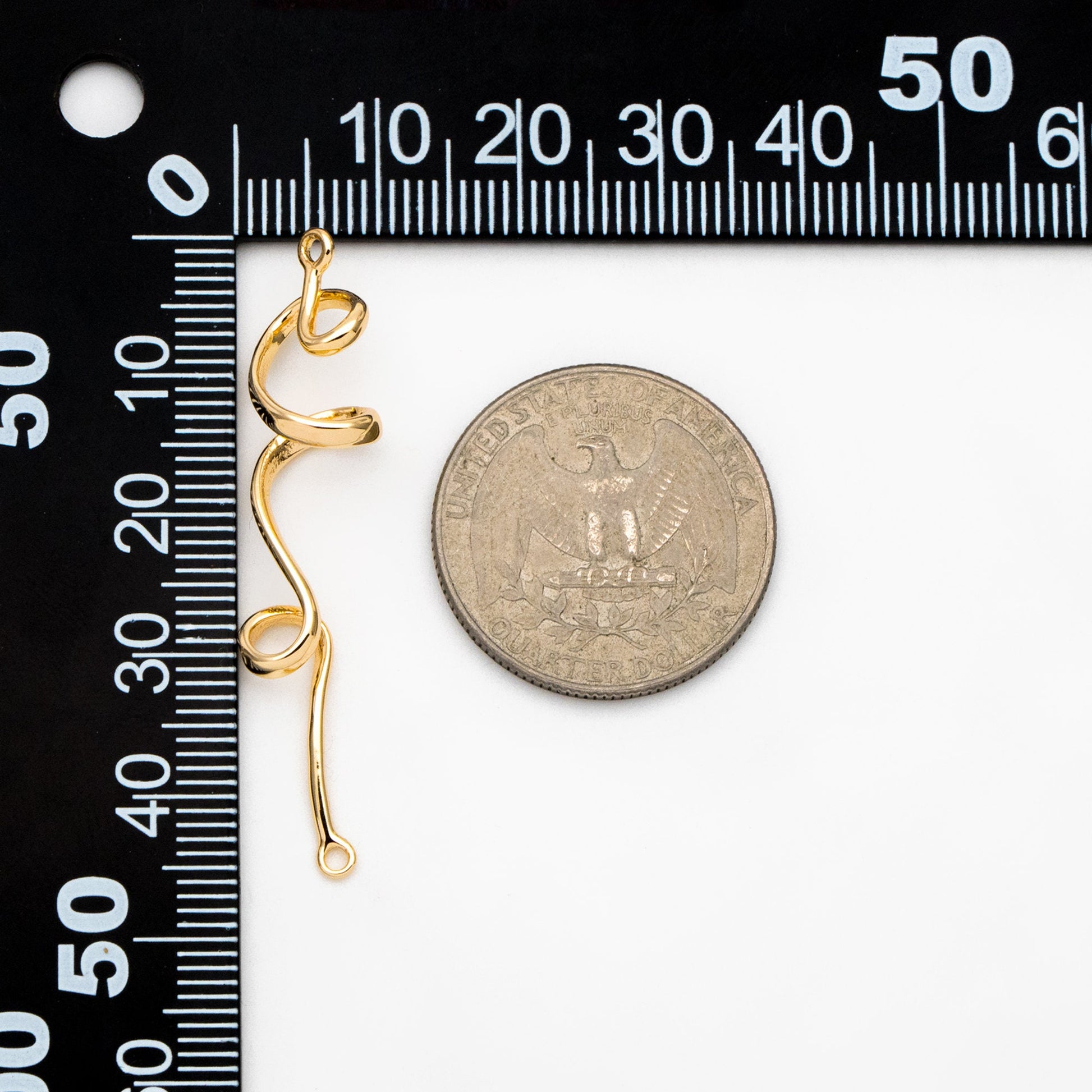 4pcs Gold Spiral Wire Connector Charms, Gold plated Brass Earring Pendants, Earwire Connector Findings 45mm (GB-3550)