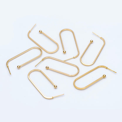 10pcs Gold Stud Earring, Simple Geometric Earring Posts, DIY Ear Wire Components (GB-679)