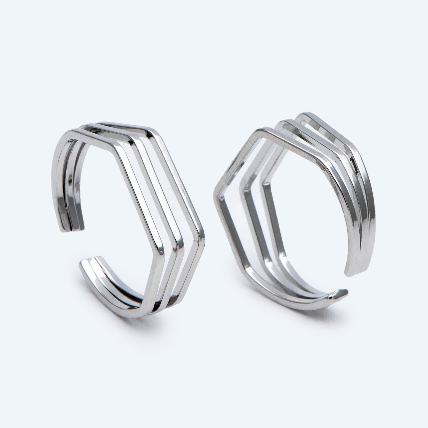 4pcs Gold Finger Rings, Adjustable Rings, Dainty Geometric Rings, 18K Gold Plated Brass, Minimalist Rings (#GB-2166)