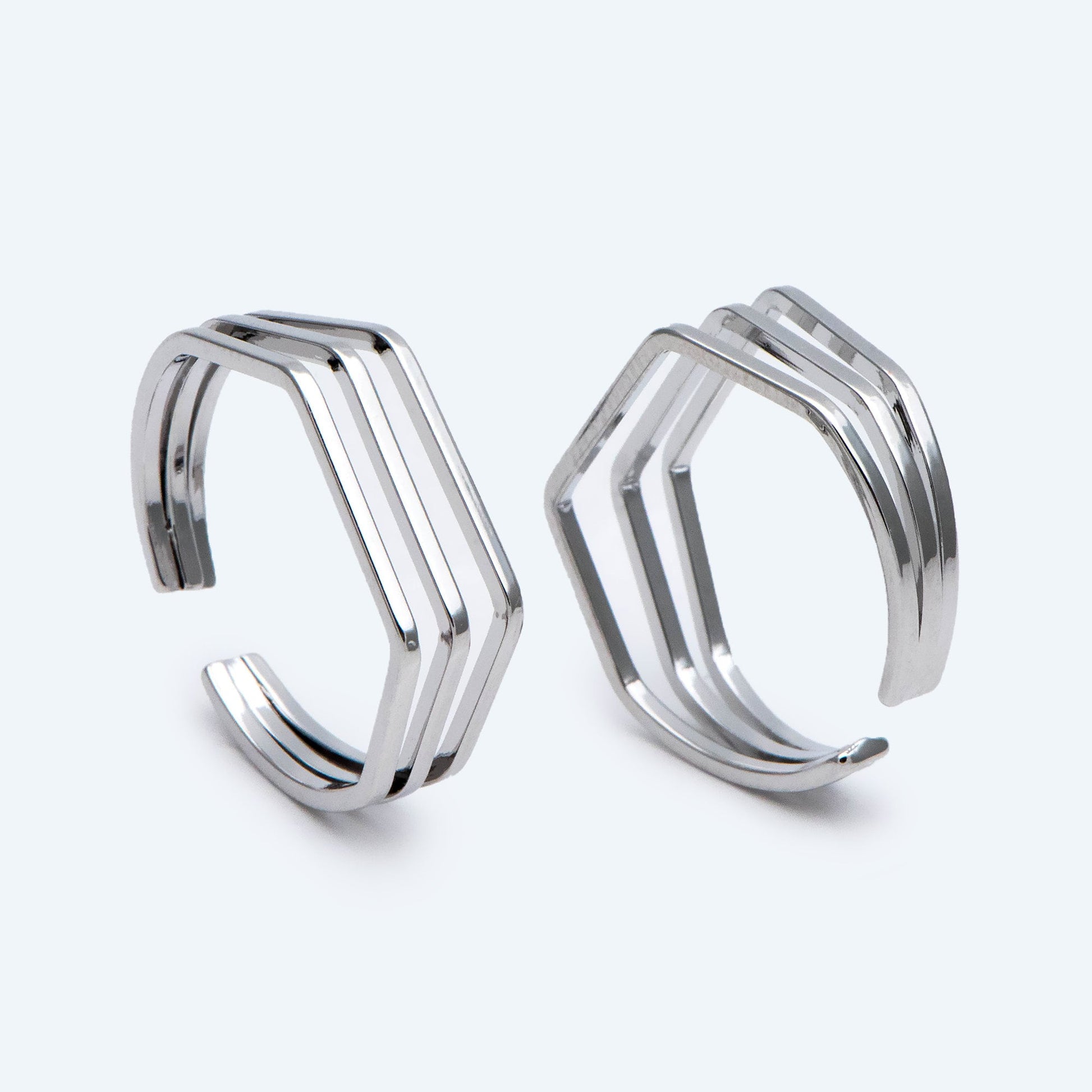 4pcs Gold Finger Rings, Adjustable Rings, Dainty Geometric Rings, 18K Gold Plated Brass, Minimalist Rings (#GB-2166)