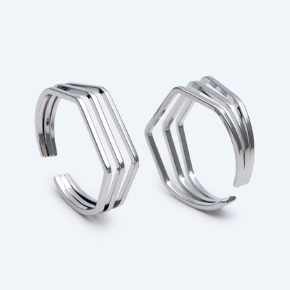 4pcs Gold Finger Rings, Adjustable Rings, Dainty Geometric Rings, 18K Gold Plated Brass, Minimalist Rings (#GB-2166)