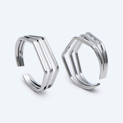 4pcs Gold Finger Rings, Adjustable Rings, Dainty Geometric Rings, 18K Gold Plated Brass, Minimalist Rings (#JZ-020-A)