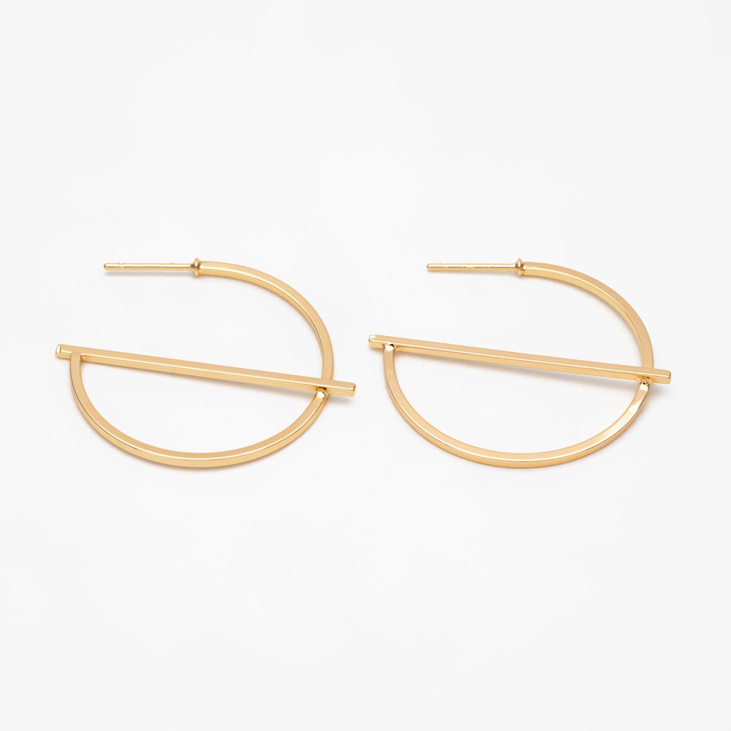 10pcs Gold/ Silver plated Brass Earring Posts, Geometric Circle Stud Earring, Circle Size 35mm (GB-509)