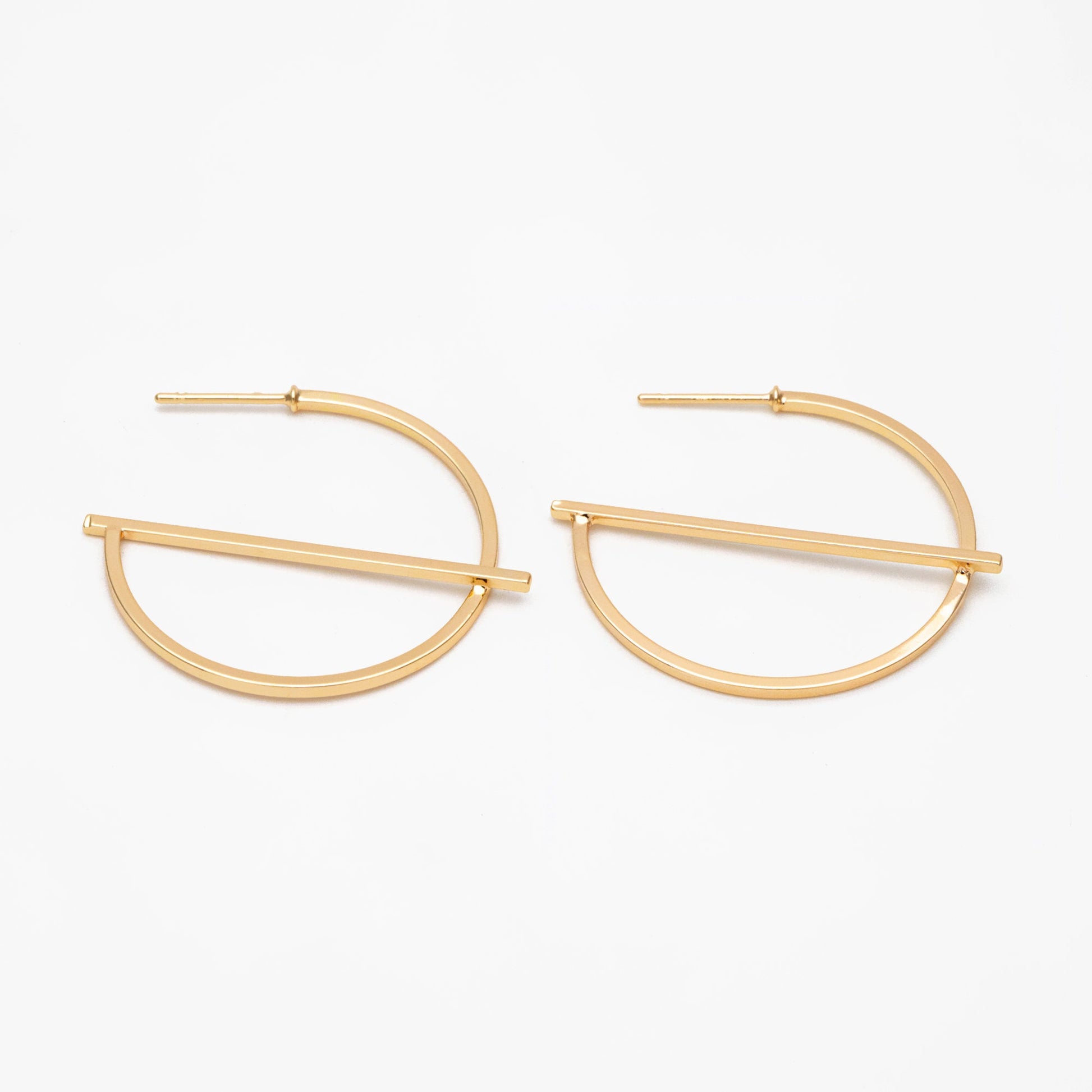 10pcs Gold/ Silver plated Brass Earring Posts, Geometric Circle Stud Earring, Circle Size 35mm (GB-509)
