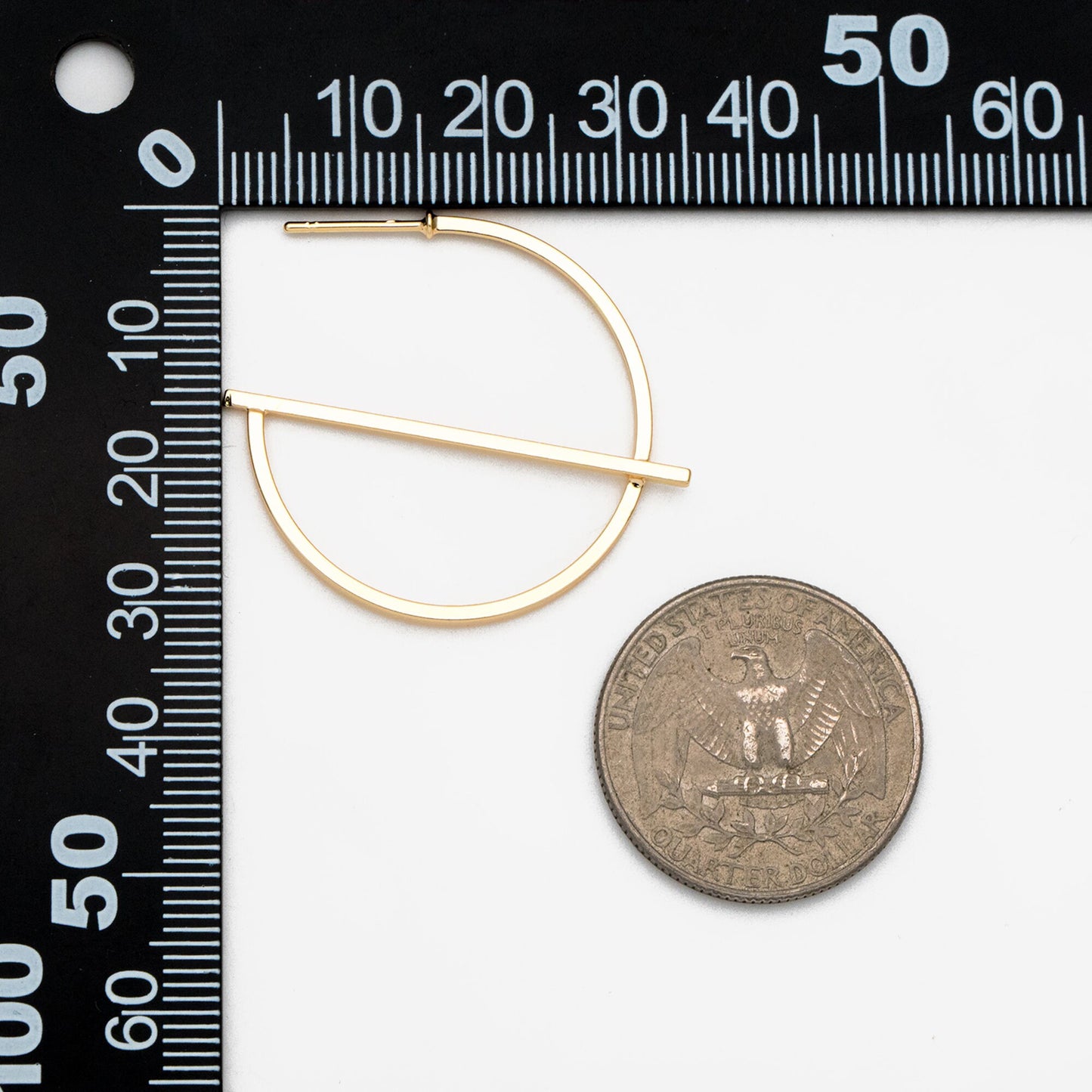 10pcs Gold/ Silver plated Brass Earring Posts, Geometric Circle Stud Earring, Circle Size 35mm (GB-509)