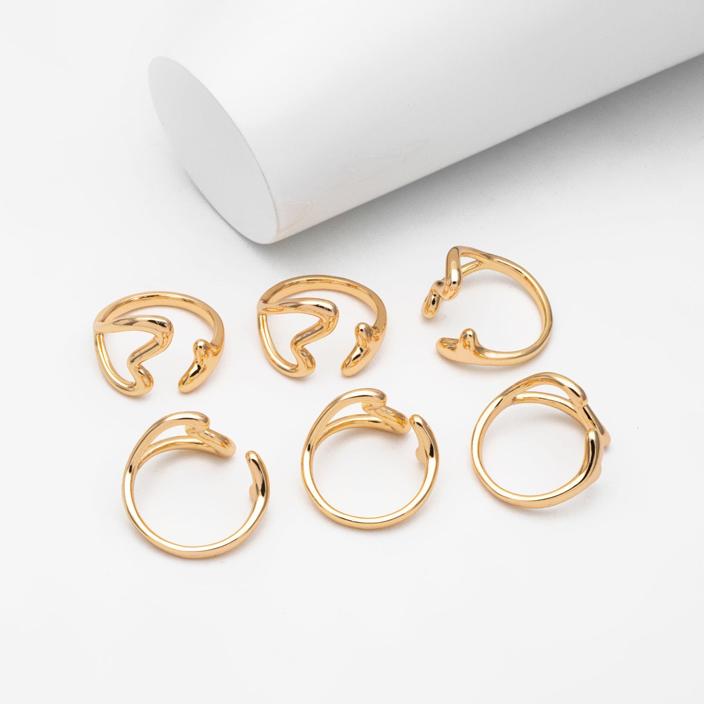 4pcs Gold Heart Ring, Everyday Ring, Fashion Rings, Adjustable Ring, Minimalist Ring (#GB-3624)