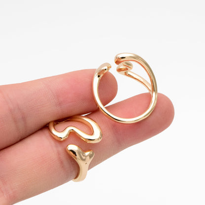 4pcs Gold Heart Ring, Everyday Ring, Fashion Rings, Adjustable Ring, Minimalist Ring (#GB-3624)