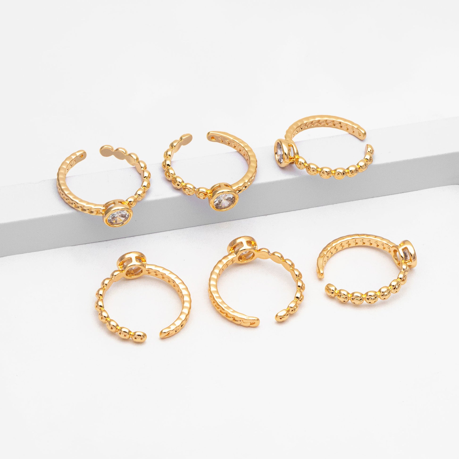 4pcs Open Circle CZ Ring, CZ Round Ring, Dainty Stackable Ring for Women (#GB-3628)