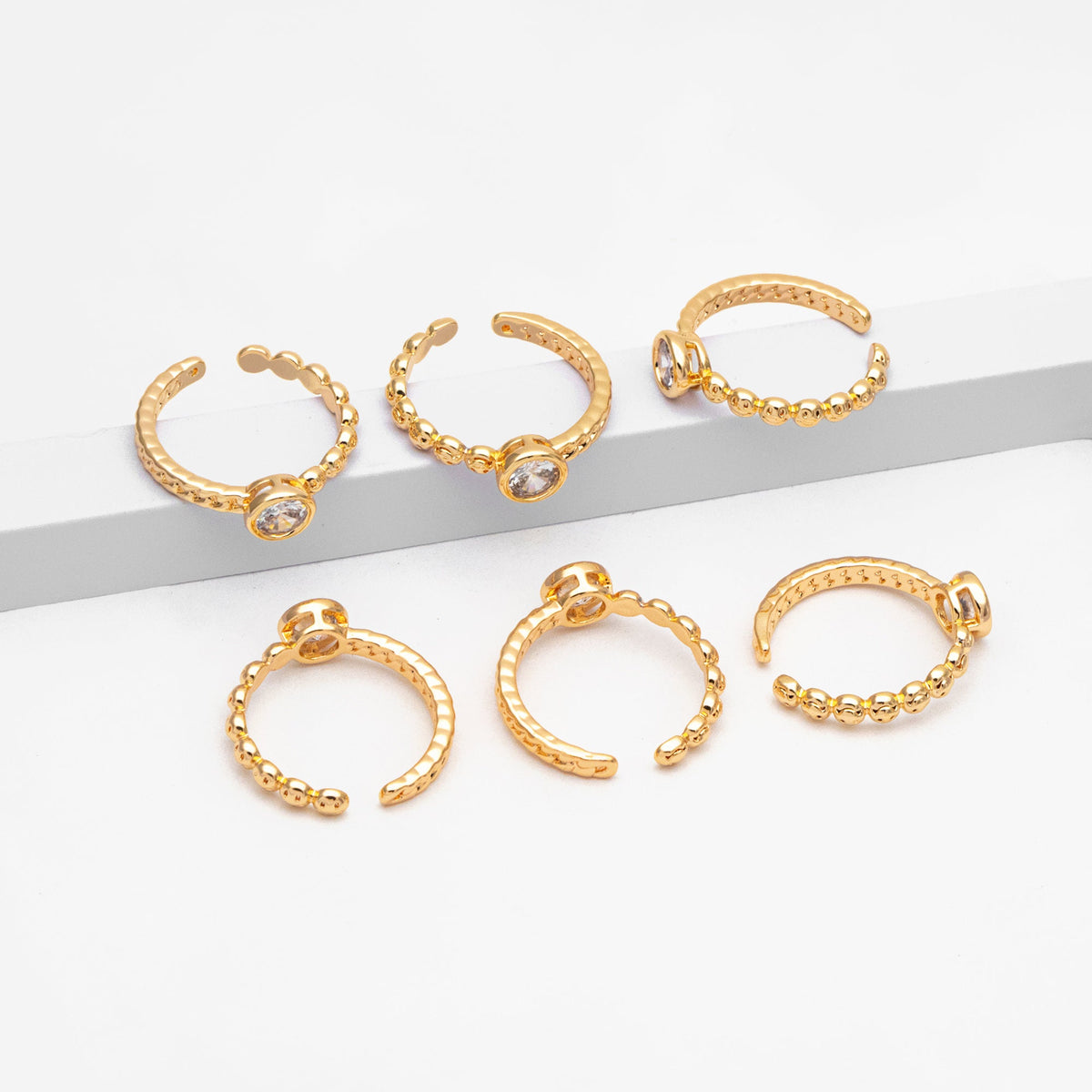 4pcs Open Circle CZ Ring, CZ Round Ring, Dainty Stackable Ring for Women (#JZ-015-C)
