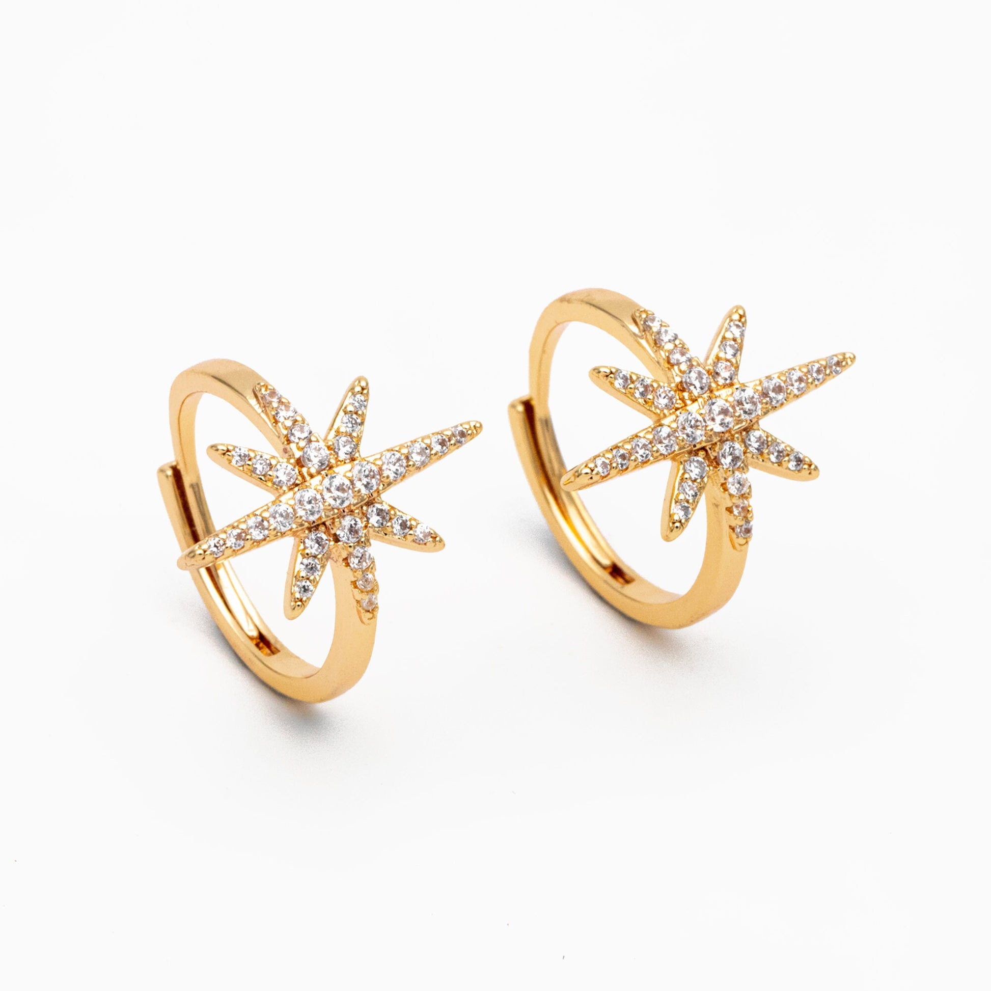 4pcs CZ Pave North Star Ring, Celestial Ring, Modern Style Ring, Fashion Rings, Dainty Rings, Adjustable Ring (#GB-3630)