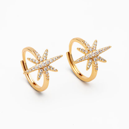 4pcs CZ Pave North Star Ring, Celestial Ring, Modern Style Ring, Fashion Rings, Dainty Rings, Adjustable Ring (#GB-3630)